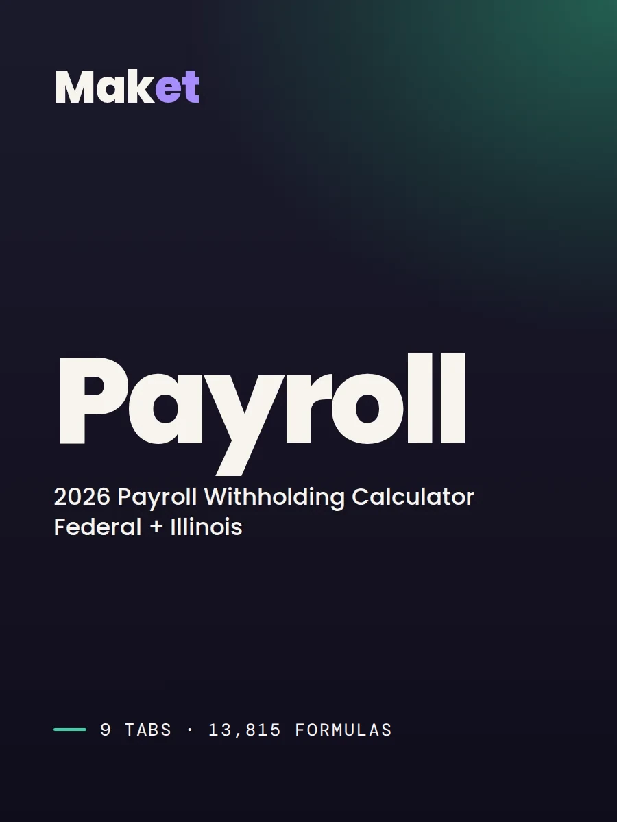Cover of 2026 Payroll Withholding Calculator for Excel, spreadsheet
